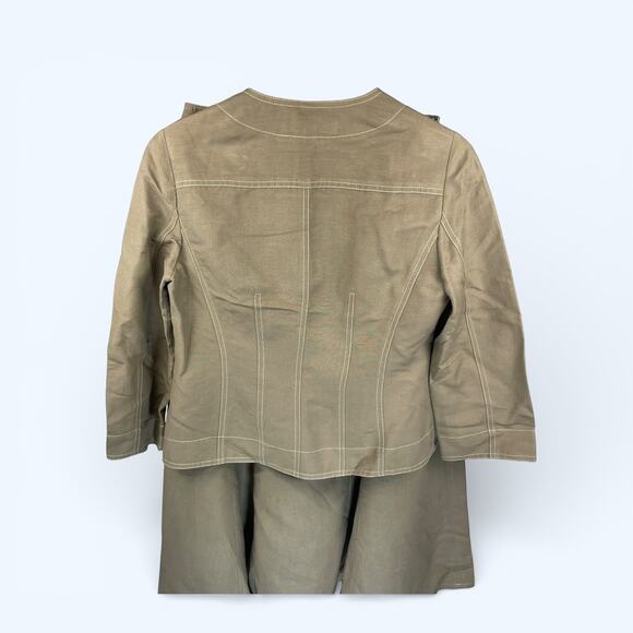 Kasper Women's Blazer Skirt Set Tan Linen-blend Blazer sz 6 Skirt sz 2 Petite - Picture 2 of 12